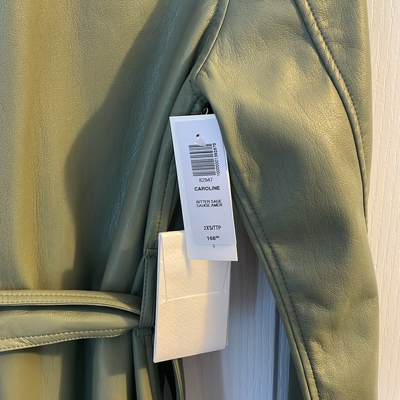 NWT Aritzia Wilfred Carolina leather dress jacket trench bitter sage xxs 0 00 - Picture 4 of 5